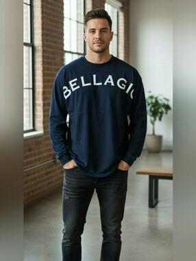 BELLAGIO Las Vegas Men's XXL Navy Long Sleeve Jersey Rugby Shirt